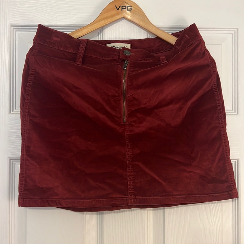 Madewell Red Velvet Skirt